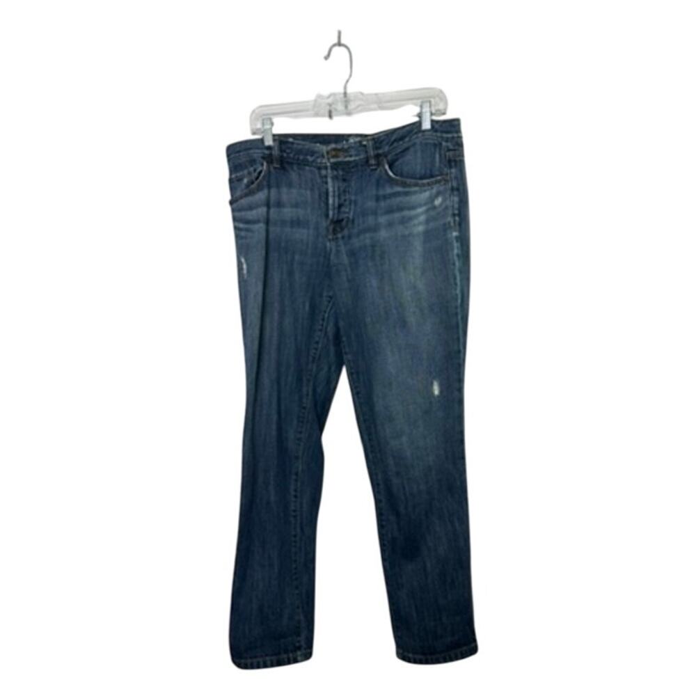 Ann Taylor LOFT BoyFriend Distressed Button-Fly Medium Wash Jeans Women's 8